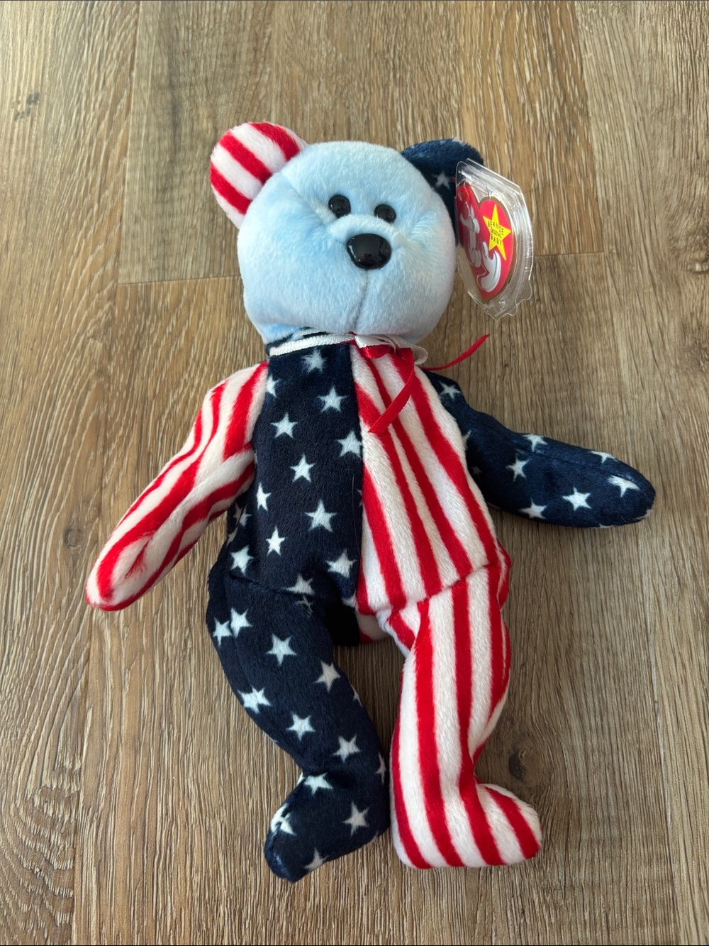Ty Patriotic Bear Plush - Red, White & Blue Stars and Stripes